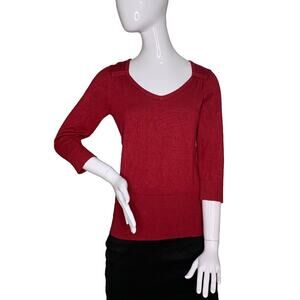 Maurices Fine Knit Top Red 3/4 Sleeve Size S